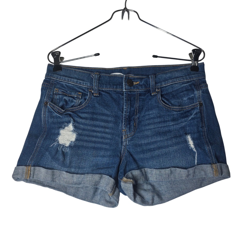 Old Navy Boyfriend Mid-Rise Distressed Cuffed Denim Jean Shorts Blue Size 2